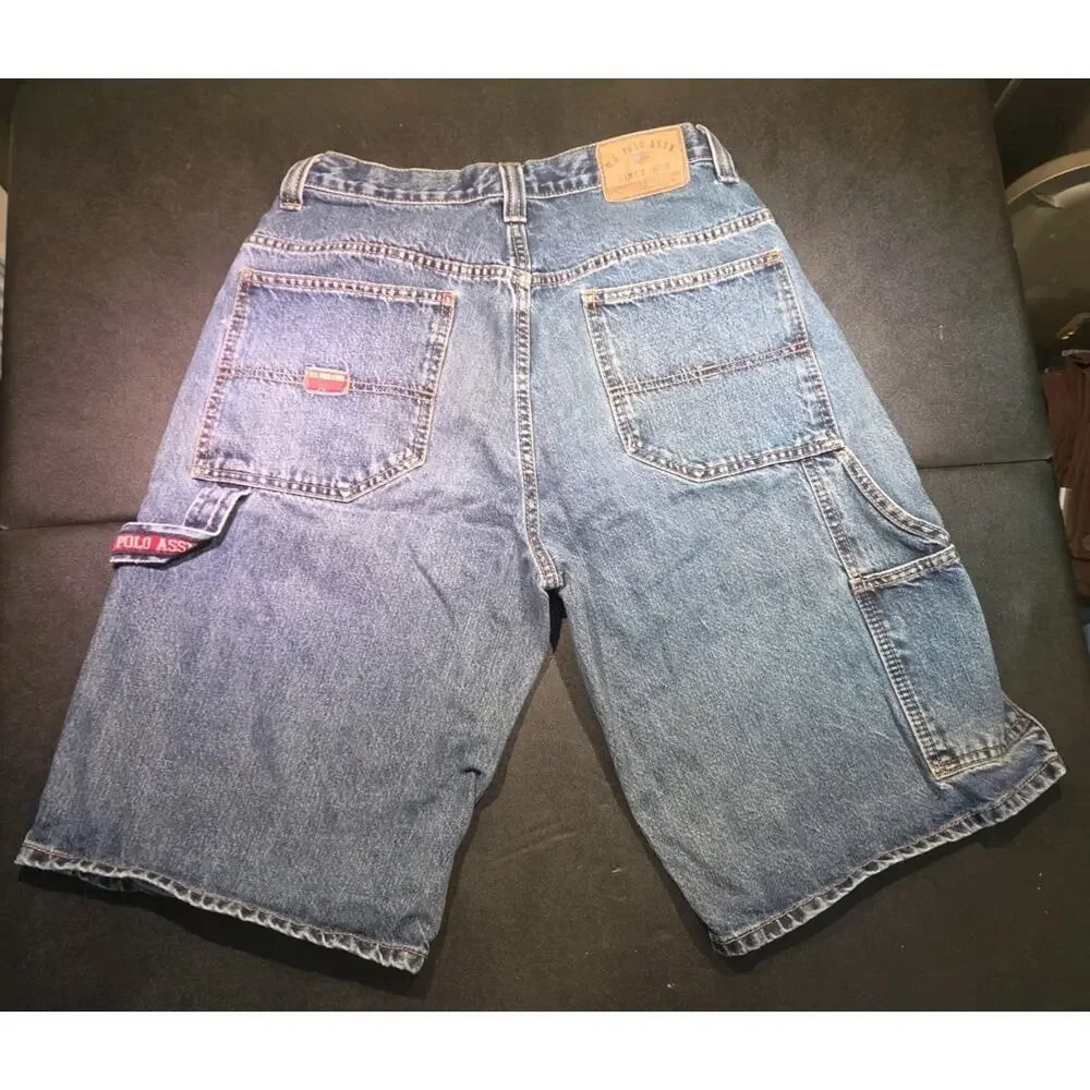Vintage US Polo Assn Shorts Mens 33 Medium Wash Carpenter Baggy Skate Jorts Y2K